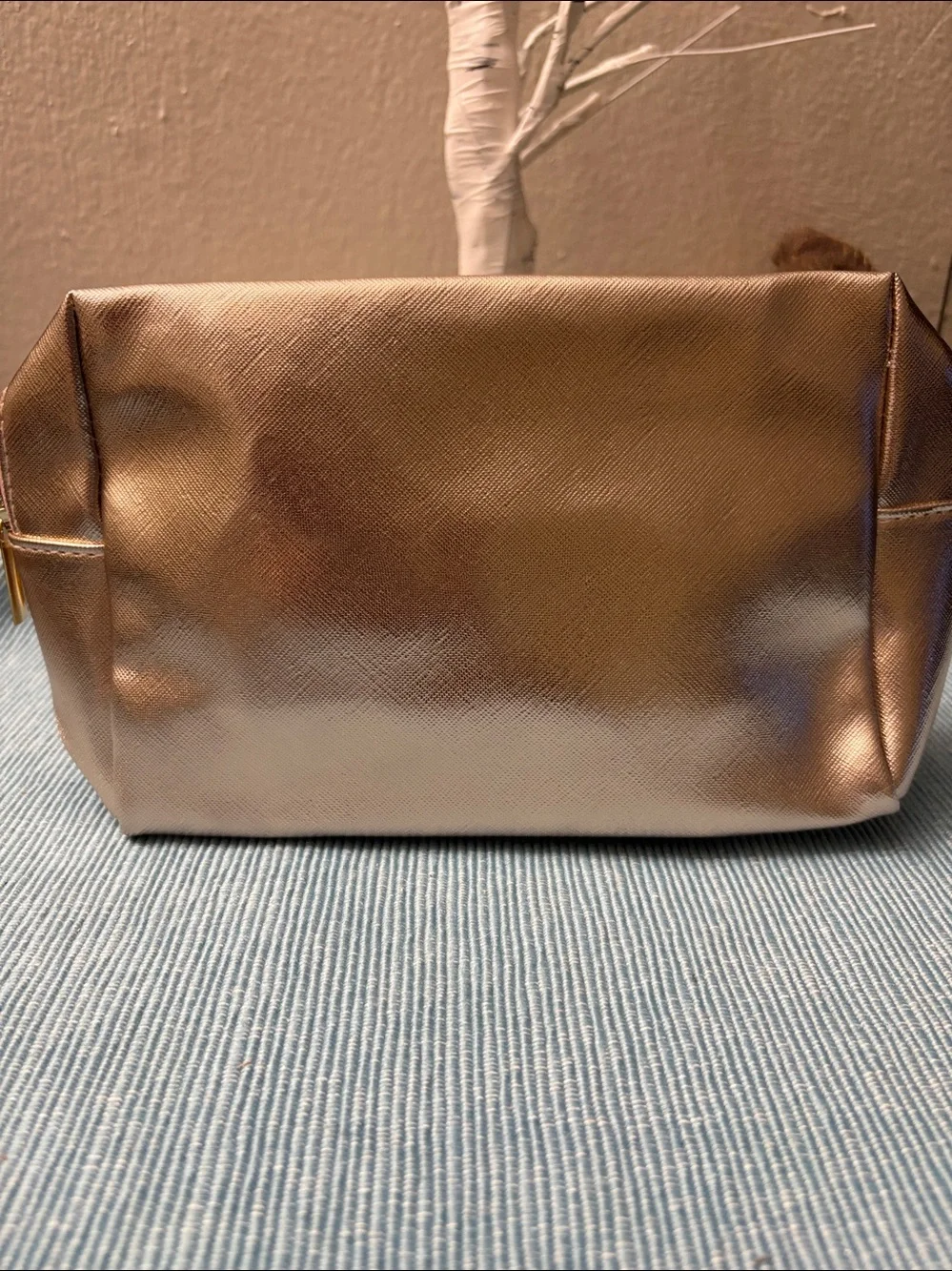 Magefy Metallic Rose Gold Cosmetic Bag